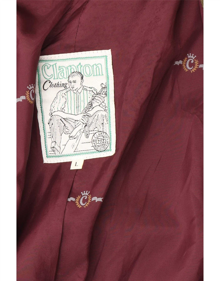 Giacca blazer vintage da uomo a 2 bottoni UK 40 grande pied de poule kaki