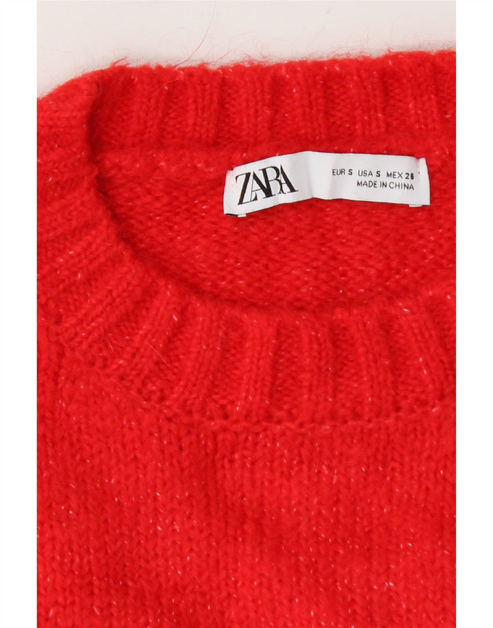 Maglione corto girocollo da donna Zara UK 10 piccolo rosso
