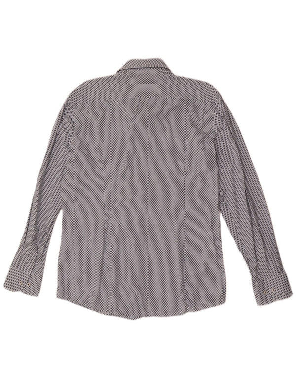 Camicia slim fit da uomo Hugo Boss taglia 41 16 grande poliammide geometrica blu