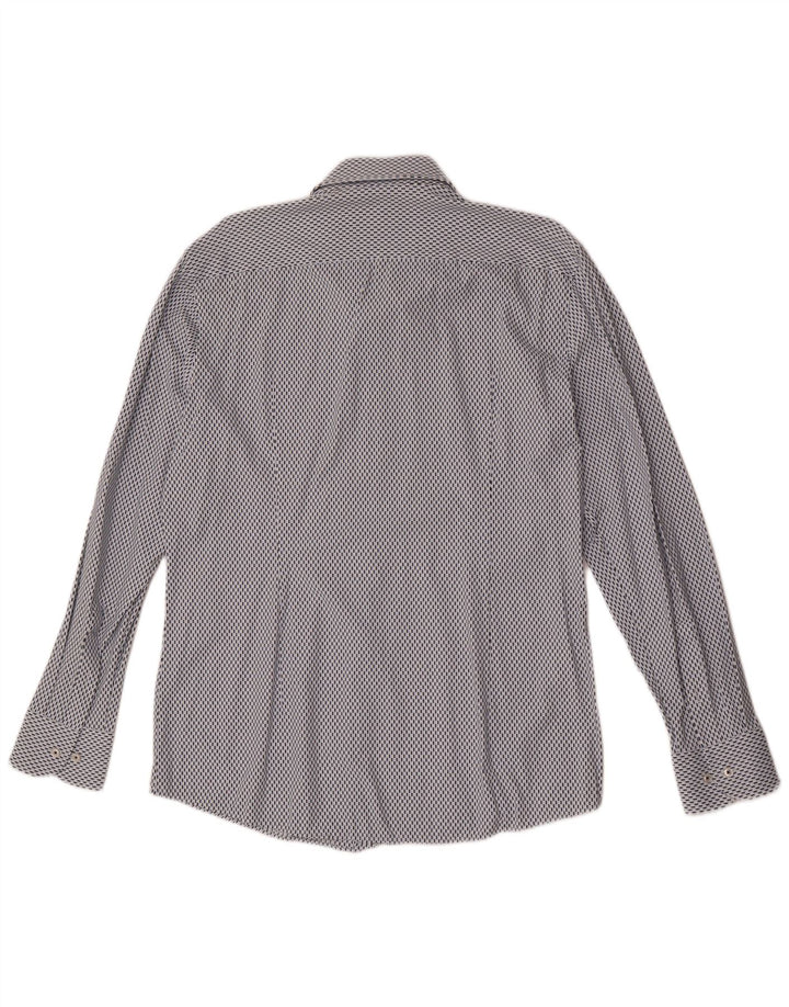 Camicia slim fit da uomo Hugo Boss taglia 41 16 grande poliammide geometrica blu