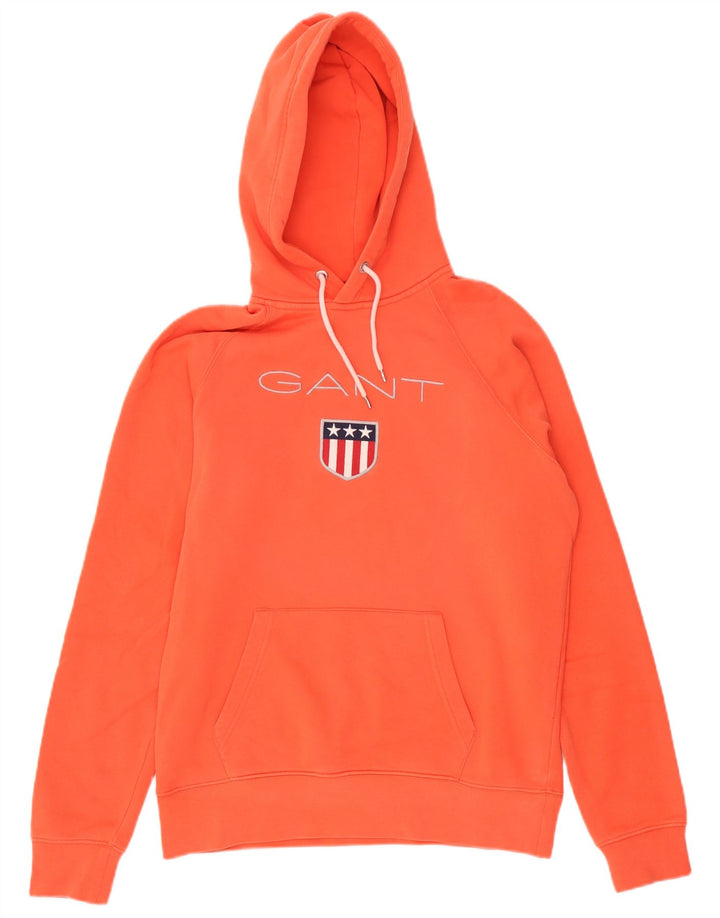 Gant Felpa con cappuccio grafica da uomo, grande, in cotone arancione