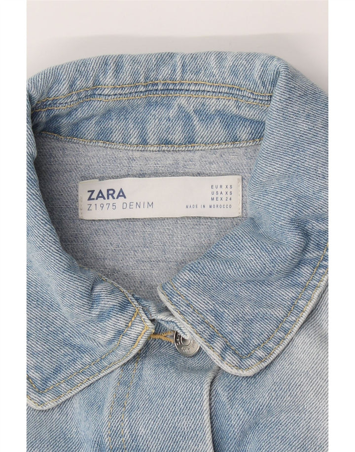 ZARA Womens Oversized Crop Denim Jacket UK 6 XS Blue Vintage Zara and Second-Hand Zara from Messina Hembry 