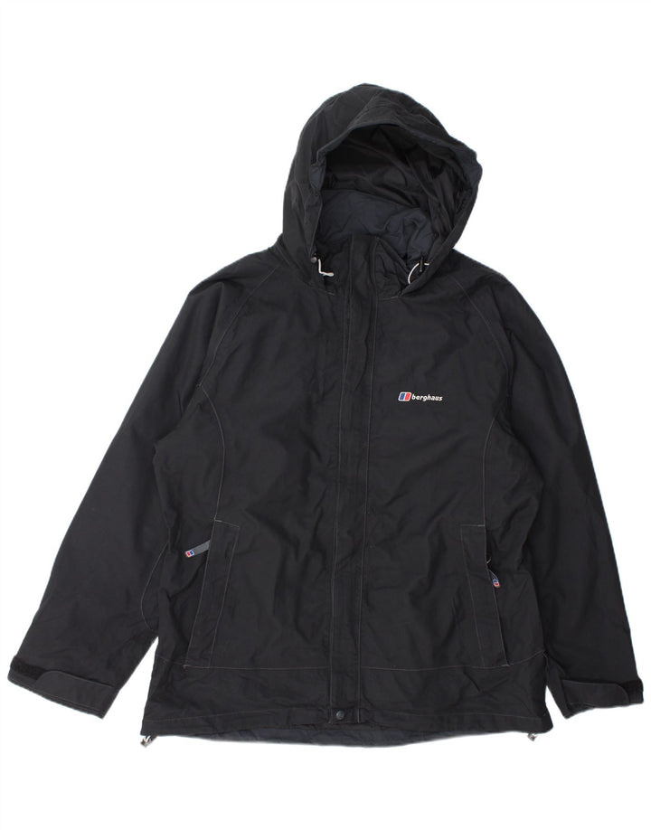 Giacca antipioggia oversize con cappuccio da donna Berghaus UK 16 grande nylon nero