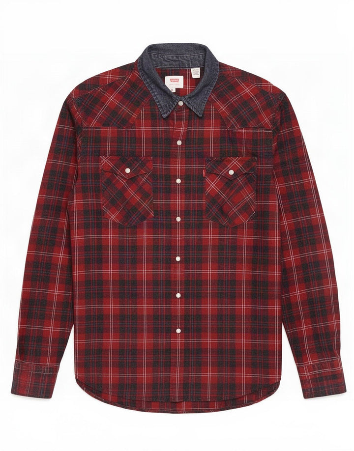 Levi's Camicia in flanella da uomo in cotone a quadri rossi grandi