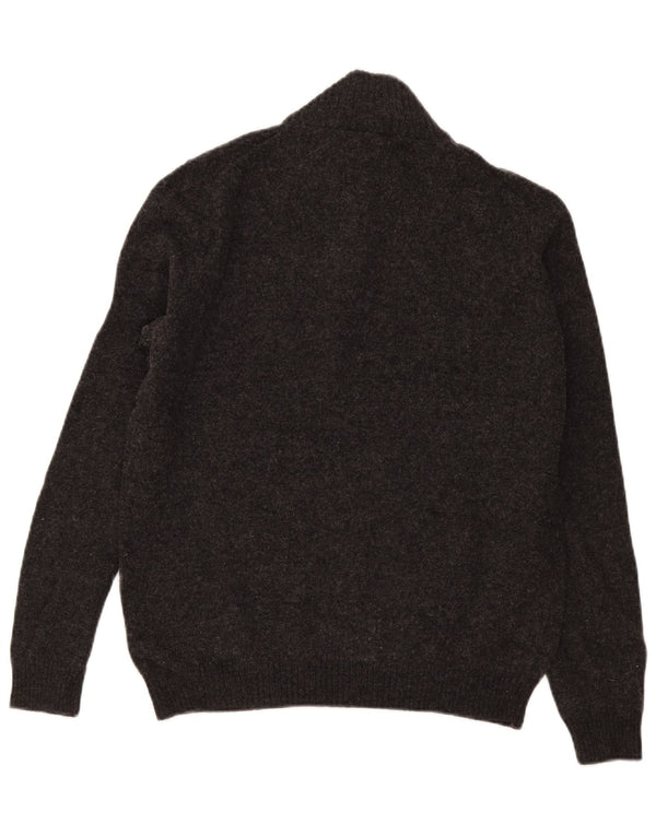 Maglione da uomo con zip e collo John Lewis in lana merino grigio medio