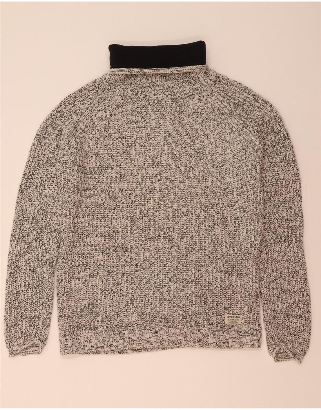 JACK & JONES Maglione maglione a collo alto da uomo XL in cotone chiazzato grigio