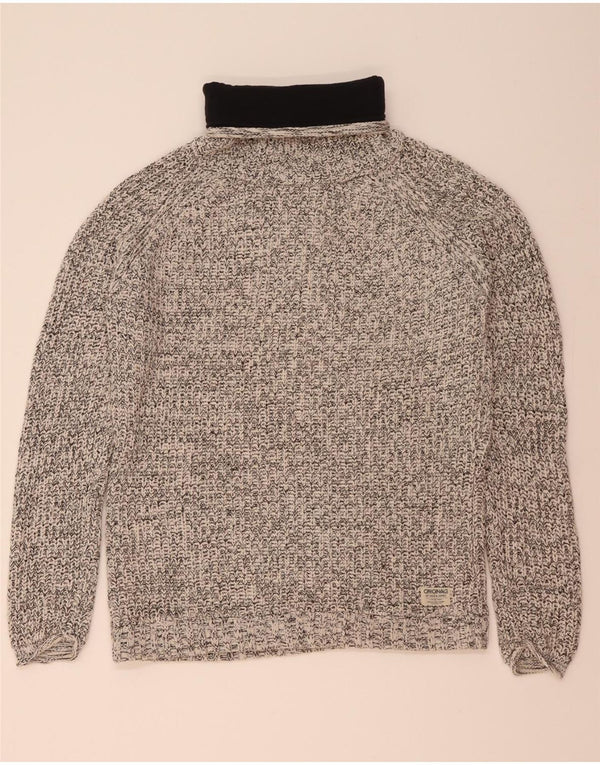 JACK & JONES Maglione maglione a collo alto da uomo XL in cotone chiazzato grigio