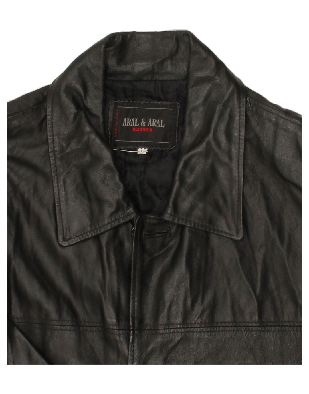 ARAL & ARAL Mens Leather Jacket UK 40 Large Black Leather Vintage Aral & Aral and Second-Hand Aral & Aral from Messina Hembry 