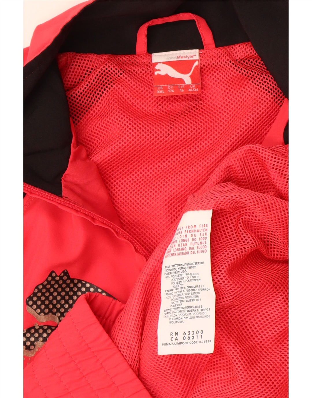 Giacca da tuta grafica da ragazzo Puma 15-16 anni Rosso Colourblock