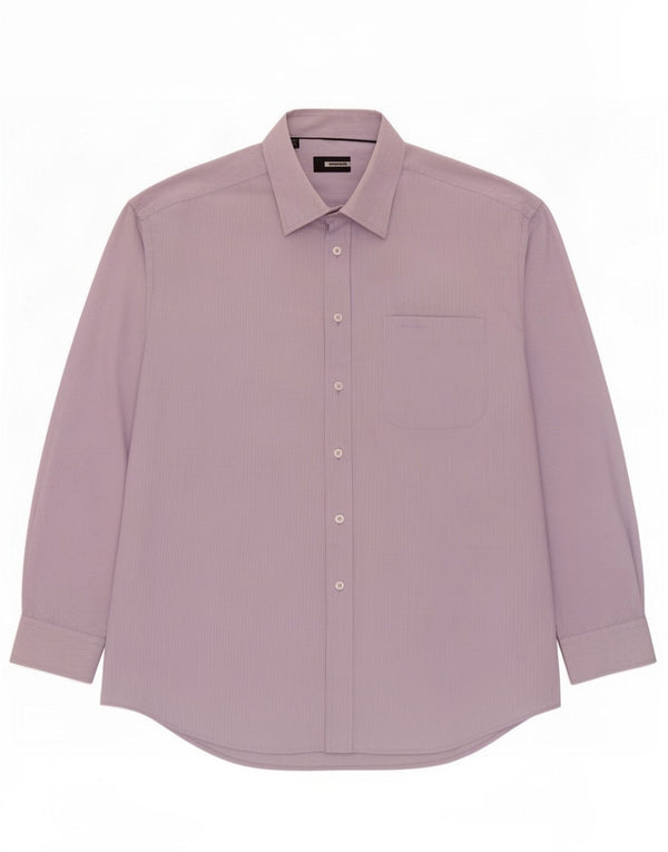 Camicia da uomo Pierre Cardin taglia 44 17 1/2 XL cotone gessato viola