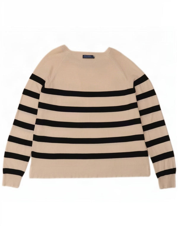Maglione Zara da donna con scollo a barca UK 10 Viscosa a righe bianco sporco medio