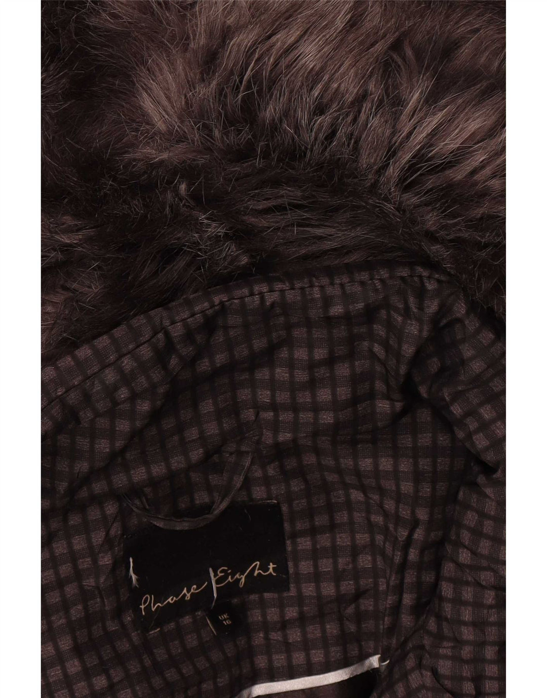 Giacca imbottita con cappuccio da donna Phase Eight UK 16 Poliestere grande a quadri marrone