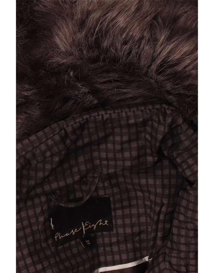 Giacca imbottita con cappuccio da donna Phase Eight UK 16 Poliestere grande a quadri marrone