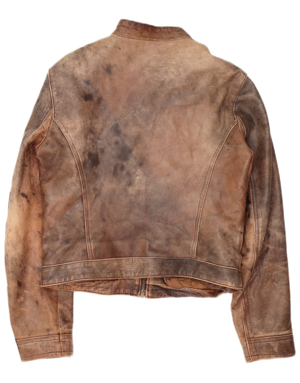 Giacca da corsa in pelle da donna vintage IT 48 XL Marrone