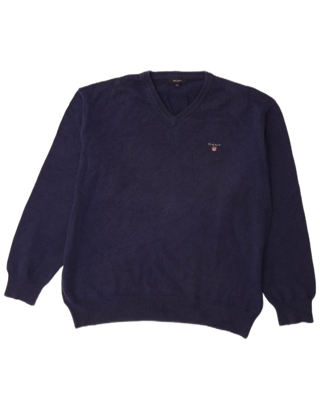 GANT Maglione da uomo con scollo a V 2XL in cotone blu navy