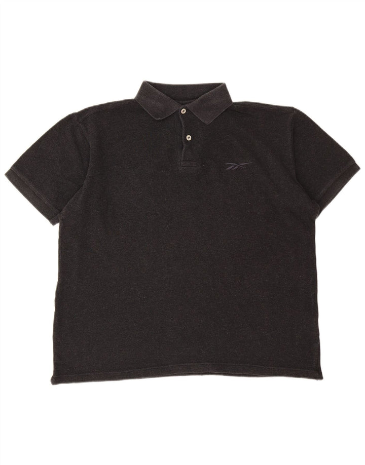 Polo Reebok da uomo grande in cotone grigio