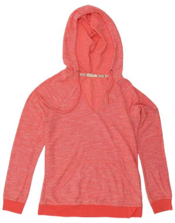 Felpa con cappuccio da donna Roxy UK 14 Large in cotone chiazzato rosa