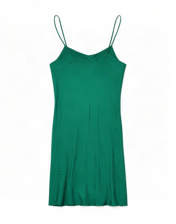 Topshop Womens Tall Slip Dress UK 8 Small Green Chevron Viscose