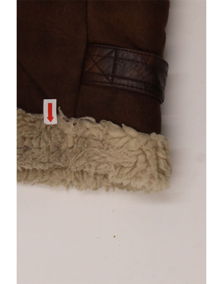 AERONAUTICA MILITARE Giacca Sherpa da volo da uomo UK 36 Small Marrone Poliestere