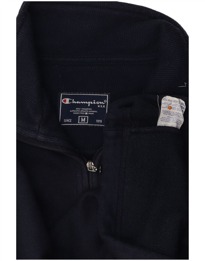 Felpa da donna con collo con zip CHAMPION, maglione UK 14, cotone blu navy medio
