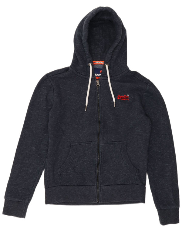 Maglione con cappuccio e zip da uomo Orange Label Superdry blu navy medio chiazzato
