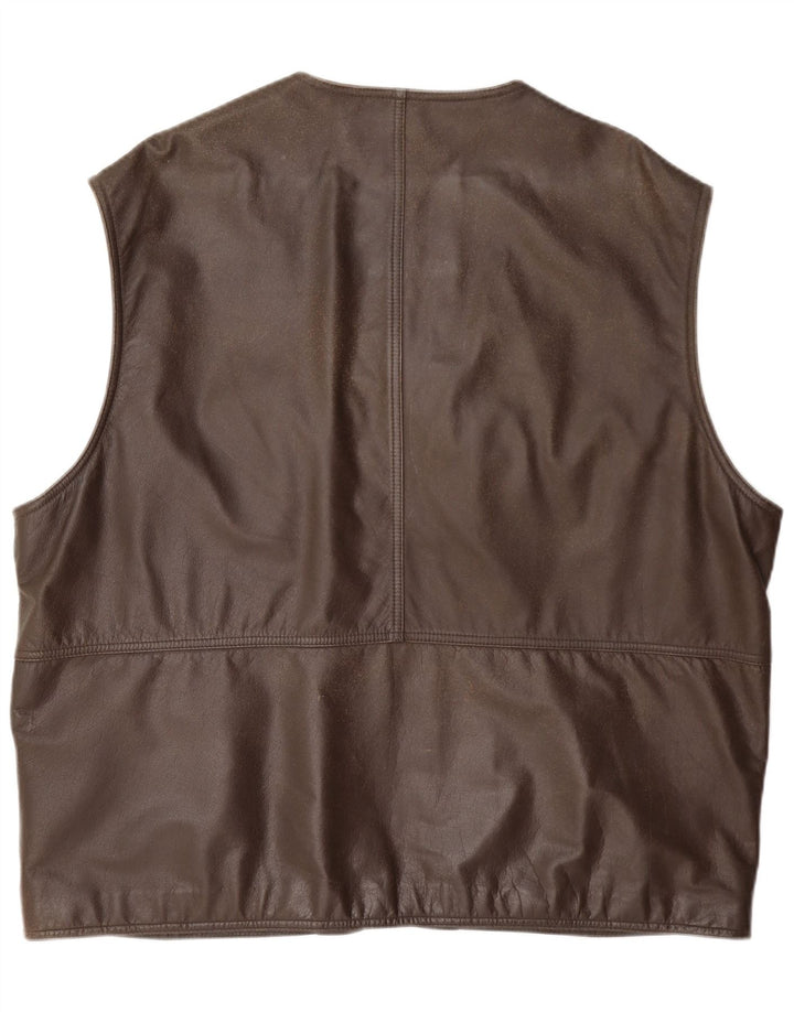 Gilet multiuso in pelle da uomo Itallo IT 60 4XL Marrone