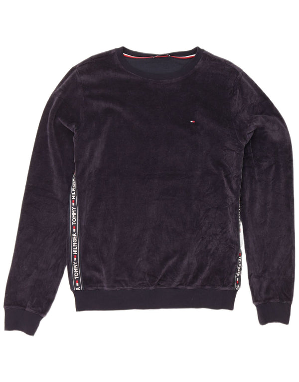 Tommy Hilfiger Uomo Felpa in velluto grafico Maglione medio blu navy