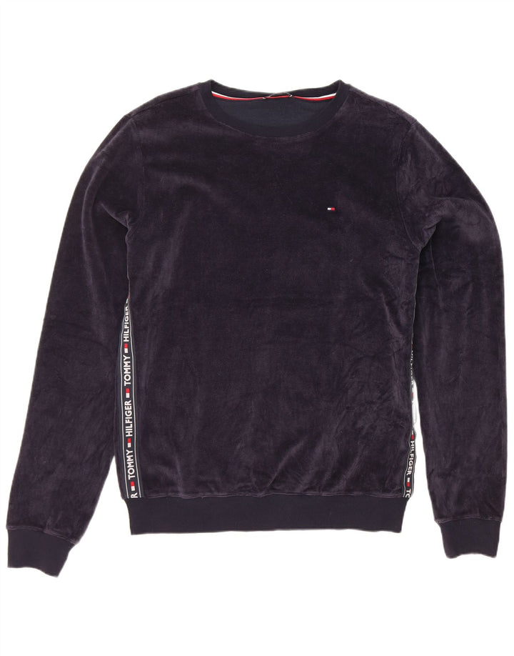 Tommy Hilfiger Uomo Felpa in velluto grafico Maglione medio blu navy