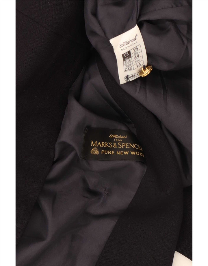 Giacca blazer doppiopetto da donna Marks & Spencer UK 16 grande blu navy