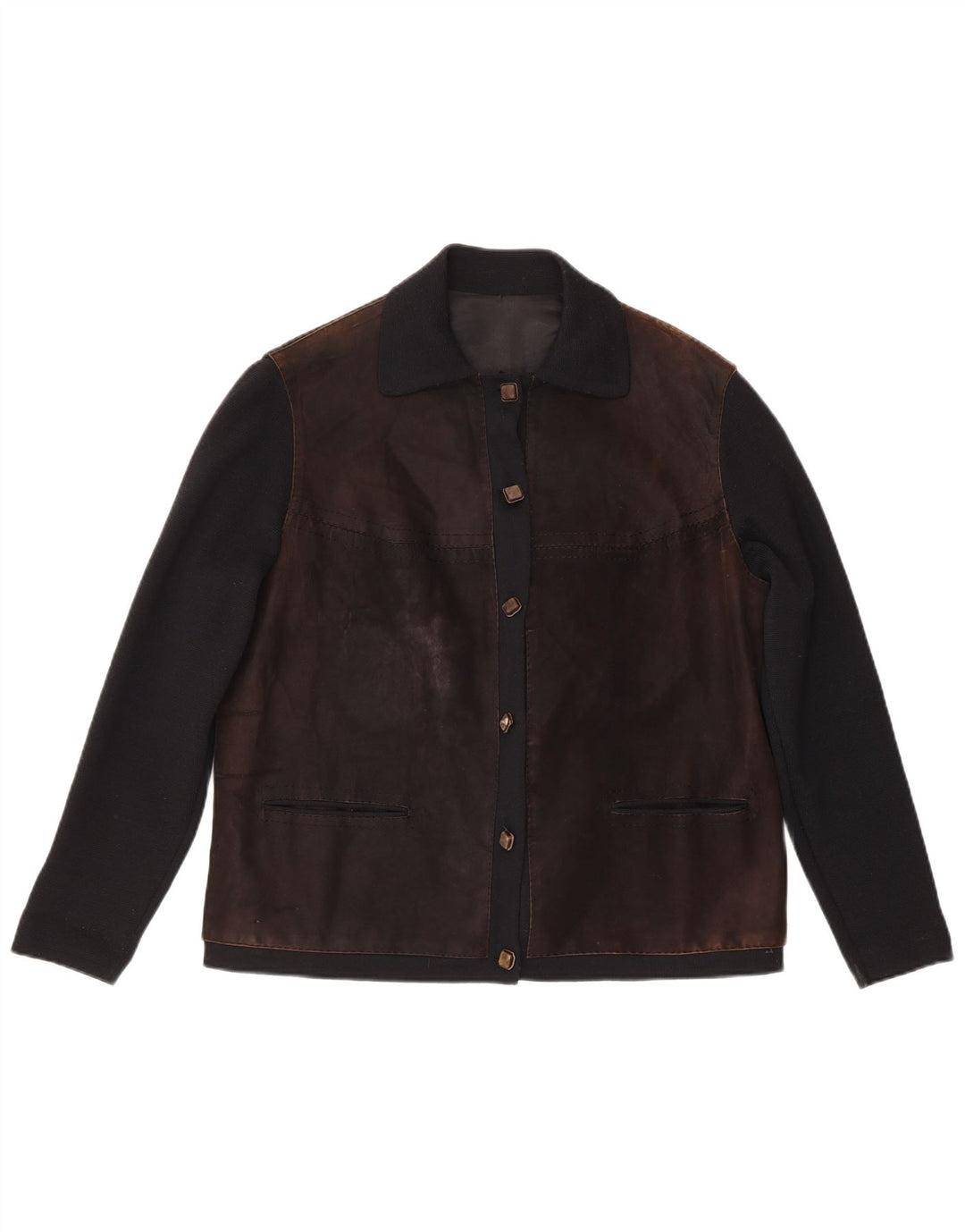 Giubbotto bomber vintage da donna vestibilità regolare IT 48 Colorblock marrone medio