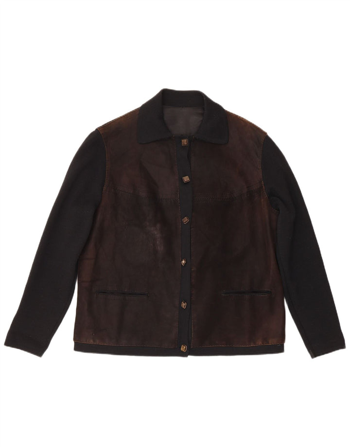 Giubbotto bomber vintage da donna vestibilità regolare IT 48 Colorblock marrone medio
