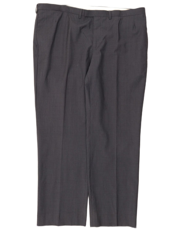 Pantaloni da completo da uomo Marks & Spencer Autograph W42 L31 Gessato blu navy