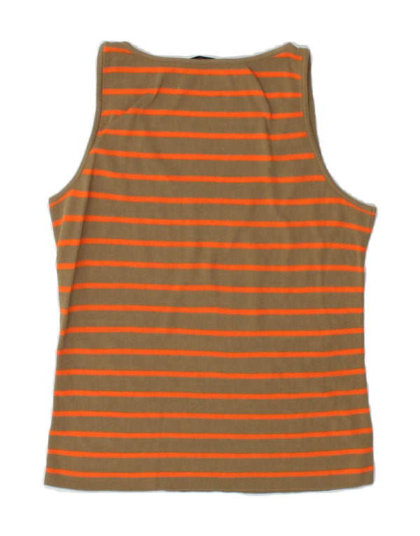 ZARA Womens Crop Vest Top UK 12 Medium Khaki Striped Viscose