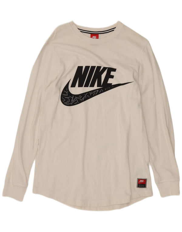 Nike Top grafico da uomo a maniche lunghe in cotone bianco medio