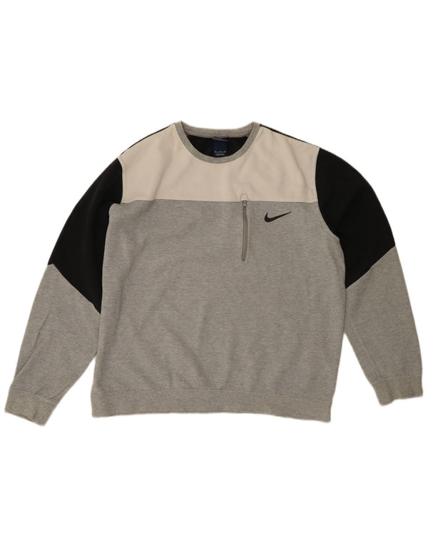 Felpa da uomo NIKE maglione XL in cotone color block grigio