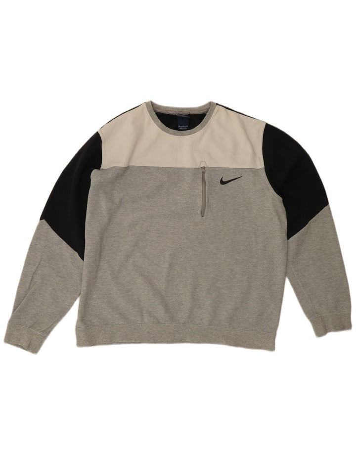 Felpa da uomo NIKE maglione XL in cotone color block grigio