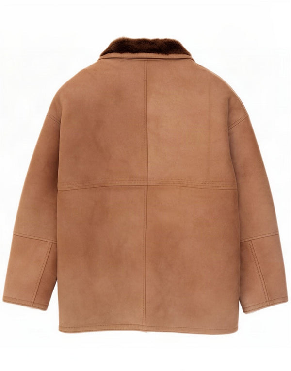 Vintage Mens Shearling Jacket IT 52 XL Brown