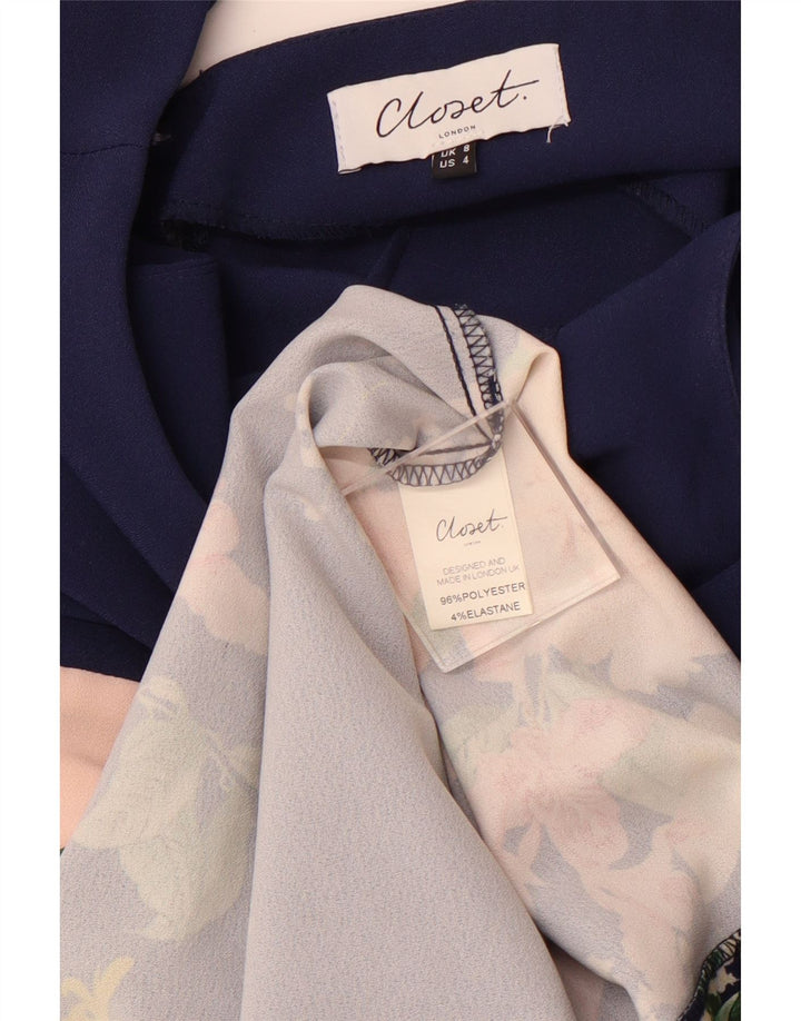 CLOSET Abito aderente senza maniche da donna UK 8 Piccolo floreale blu navy
