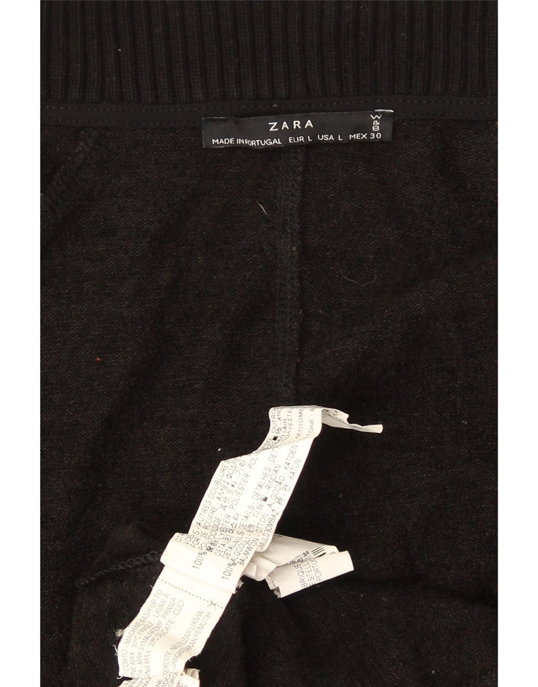Maglione cardigan lungo oversize da donna Zara UK 16 grande poliestere nero