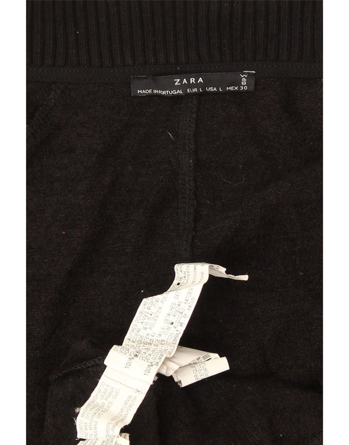Maglione cardigan lungo oversize da donna Zara UK 16 grande poliestere nero