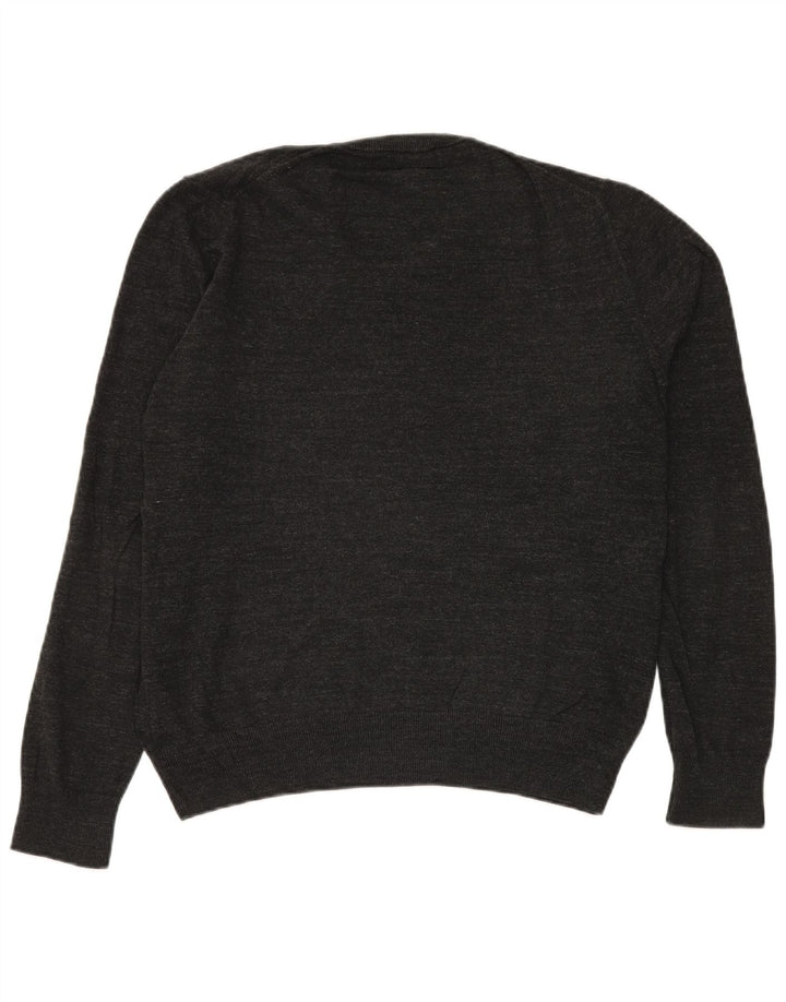 Maglione da uomo con scollo a V Marks & Spencer in cotone screziato grigio medio