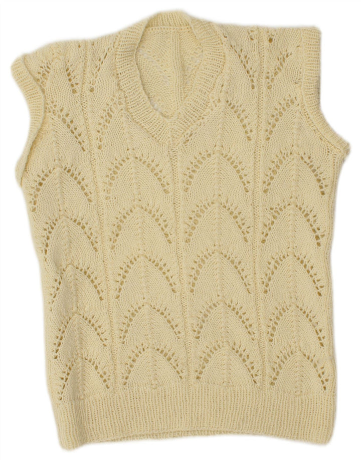 VINTAGE Womens Vest Tank Top UK 14 Medium Yellow