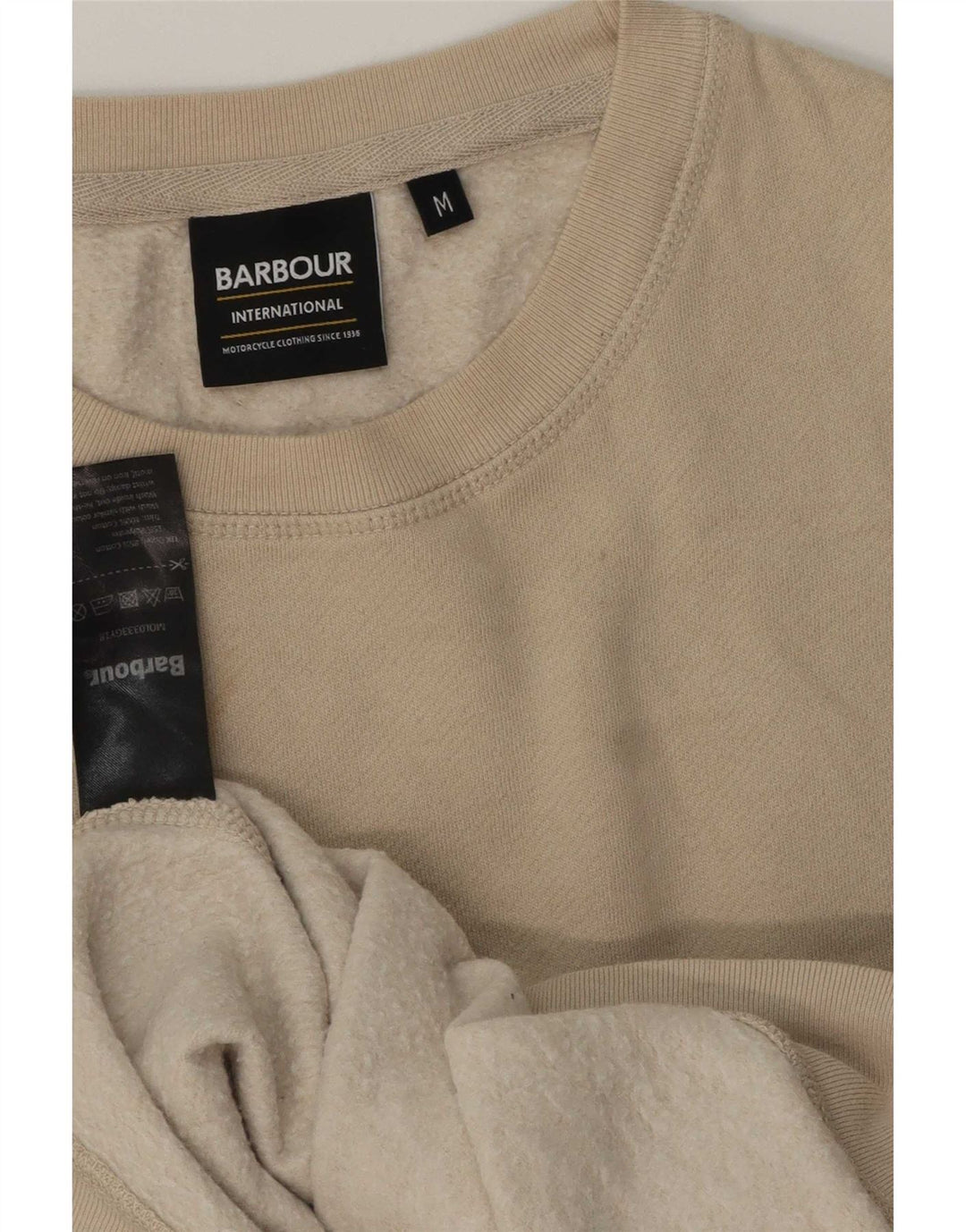 Barbour Uomo Felpa Maglione Cotone Beige Medio