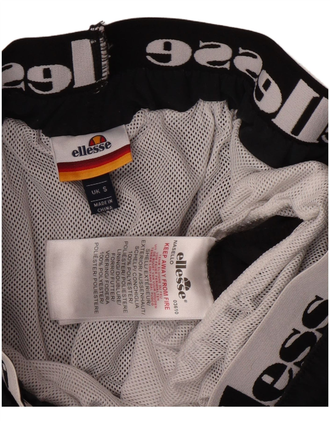 ELLESSE Womens Graphic Sport Shorts UK 8 Small  Navy Blue Polyester