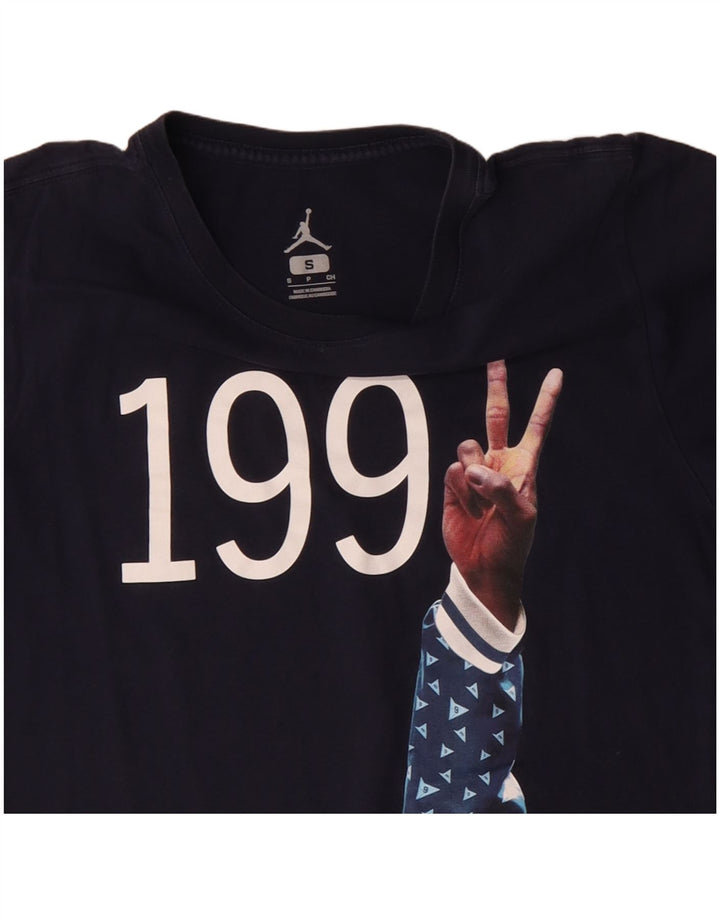 JORDAN T-shirt grafica da uomo Top piccola in cotone blu navy