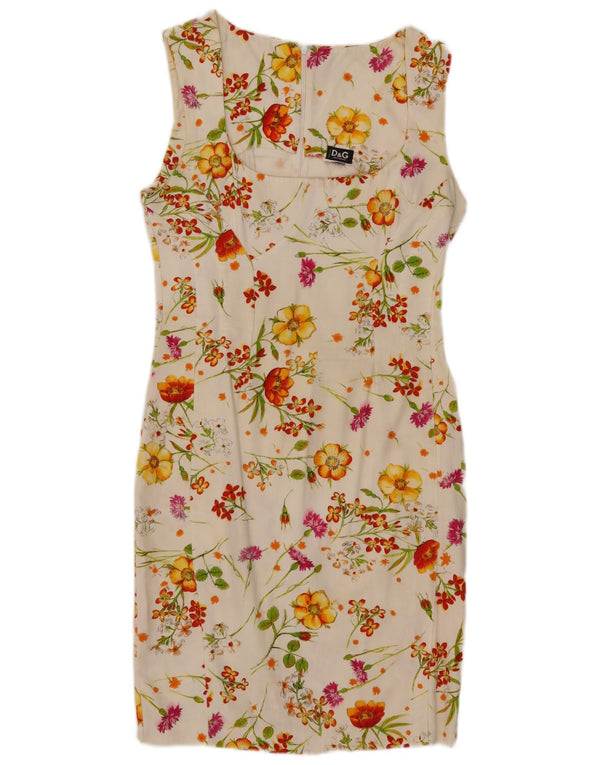 Abito tubino senza maniche da donna Dolce & Gabbana UK 8 piccolo floreale bianco