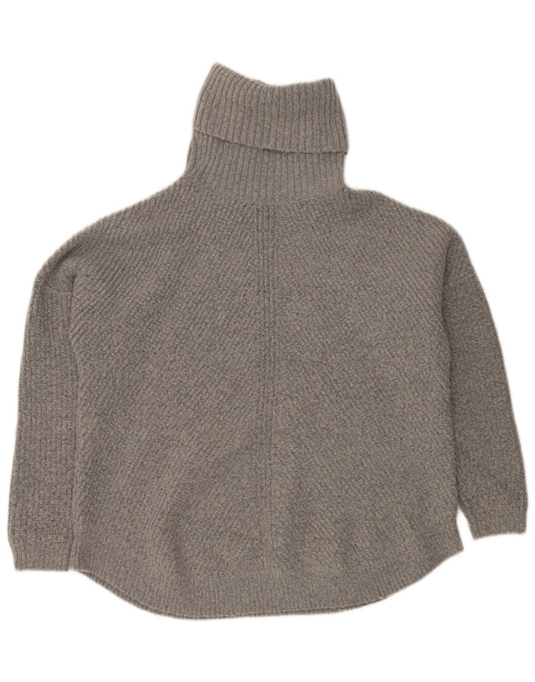 Maglione maglione oversize da donna VINTAGE con collo alto UK 16 grande grigio