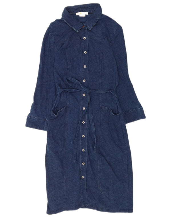 Abito camicia da donna con maniche a 3/4 Boden UK 6 XS cotone blu navy