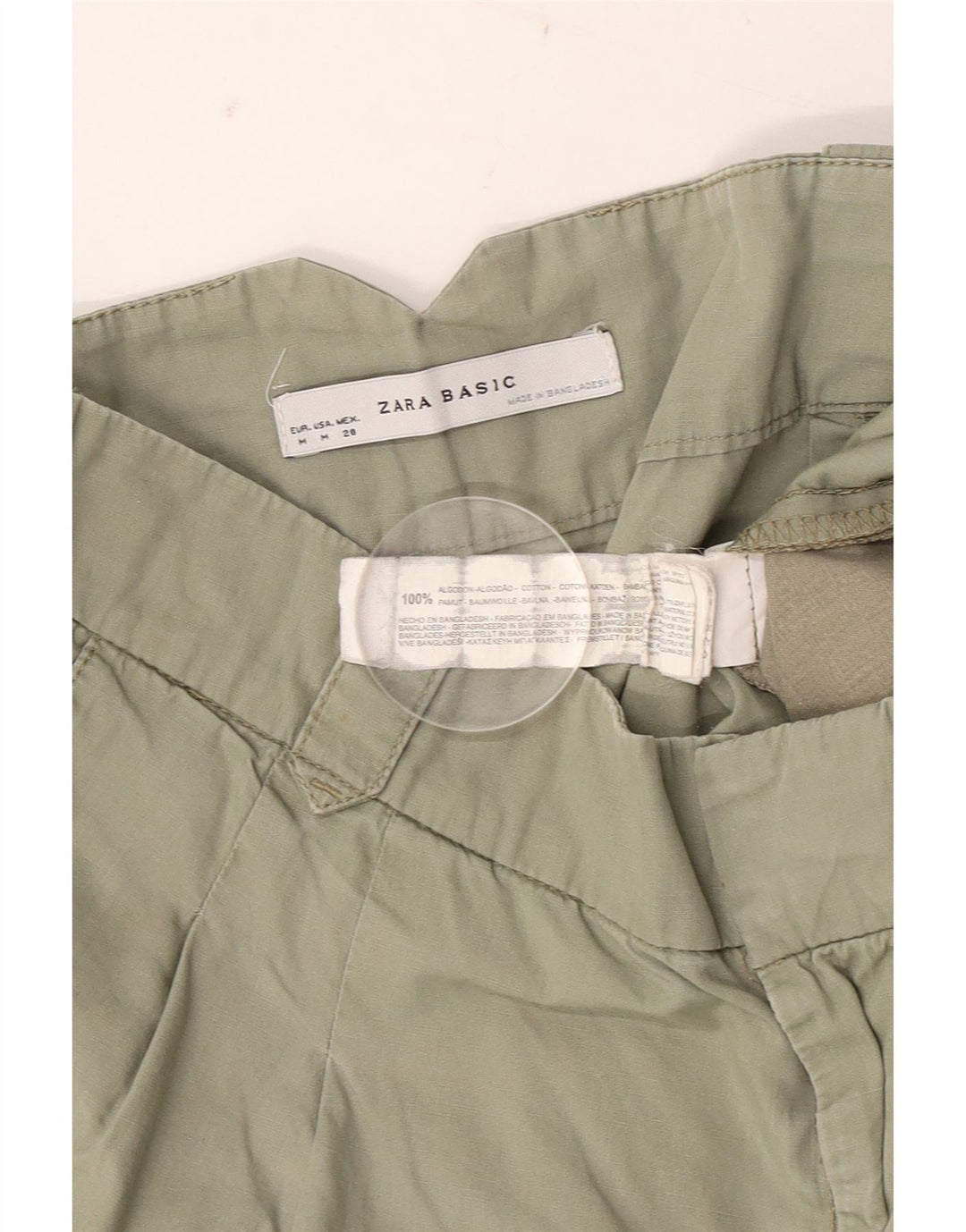 Pantaloncini chino con pegging da donna Zara medi W28 in cotone verde