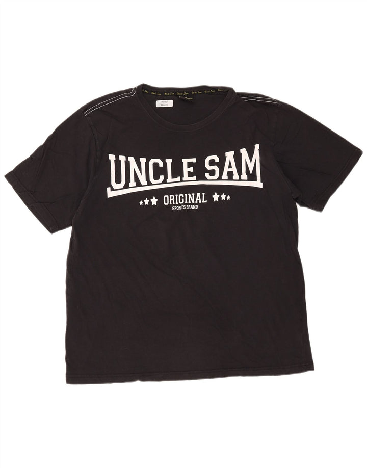 T-shirt grafica da uomo Zio Sam Top grande nera